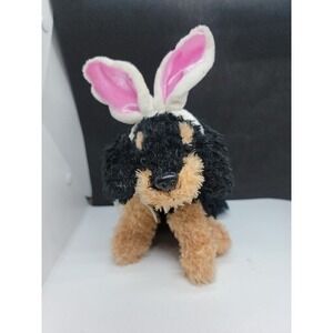 2010 Dan Dee Brown Black Terrier Puppy Dog With Bunny Ears Small Plush